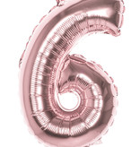 Cijfer Ballon '6' Folie Rosé Goud 36cm