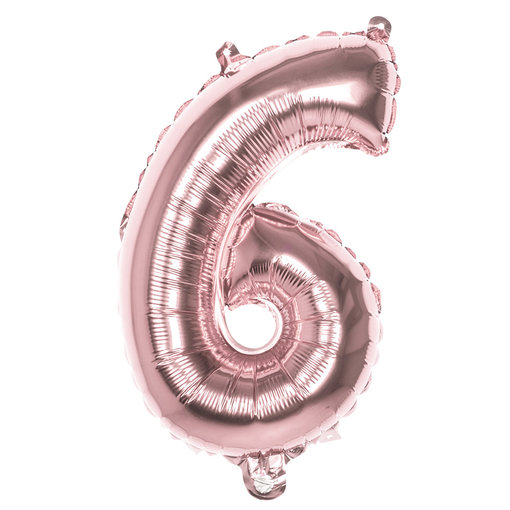 Cijfer Ballon '6' Folie Rosé Goud 36cm