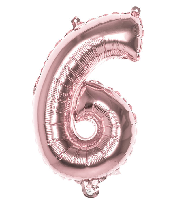 Cijfer Ballon '6' Folie Rosé Goud 36cm