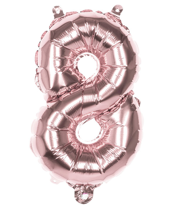 Cijfer Ballon '8' Folie Rosé Goud 36cm