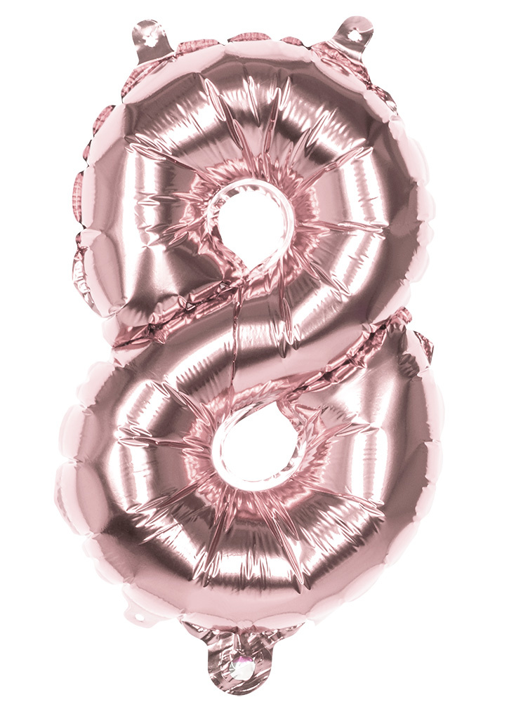Cijfer Ballon &apos;8&apos; Folie Rosé Goud 36cm