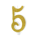 Taartkaarsje Cijfer 5 Goud