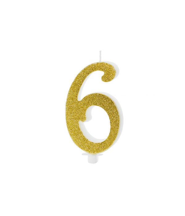 Taartkaarsje Cijfer 6 Goud