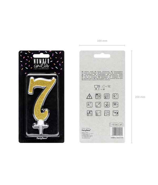 Taartkaarsje Cijfer 7 Goud