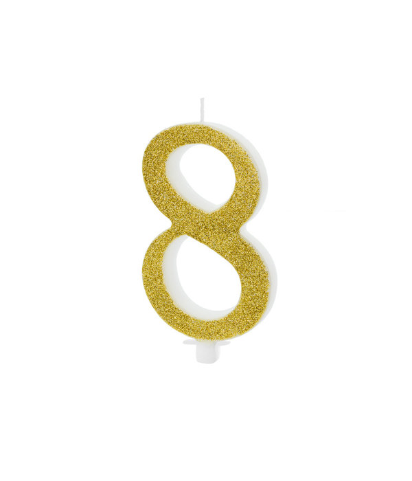 Taartkaarsje Cijfer 8 Goud