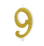 Taartkaarsje Cijfer 9 Goud
