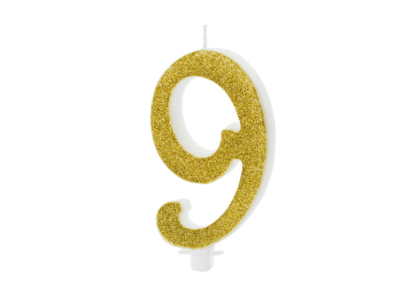 Taartkaarsje Cijfer 9 Goud afbeelding