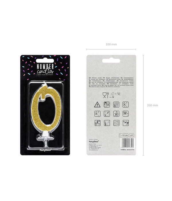 Taartkaarsje Cijfer 0 Goud