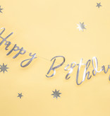 Letterslinger Happy Birthday Zilver - 16x62 cm