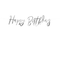 Letterslinger Happy Birthday Zilver - 16x62 cm