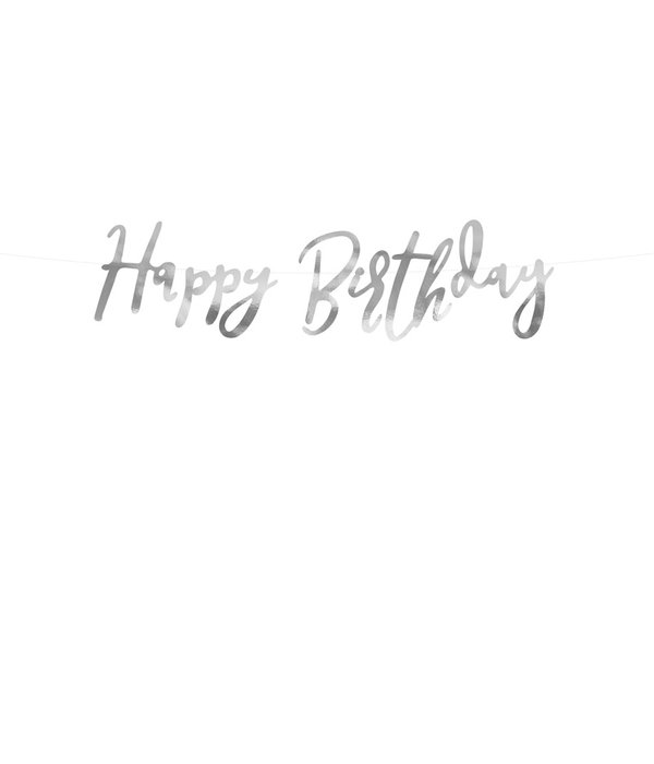 Letterslinger Happy Birthday Zilver - 16x62 cm