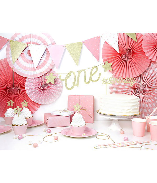 Vlaggenlijn Roze/Goud - 1,3 meter