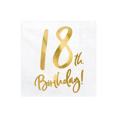 Servetten 18th Birthday Goud - 20 Stuks