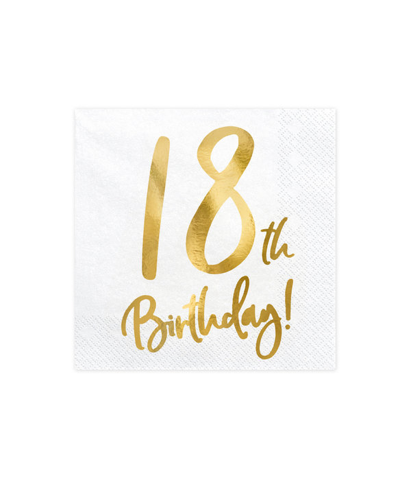 Servetten 18th Birthday Goud - 20 Stuks