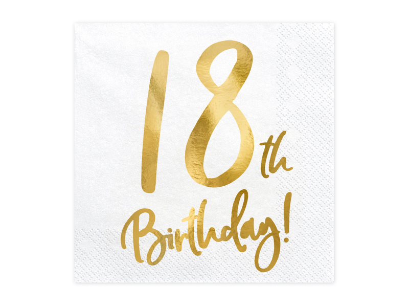 Servetten 18th Birthday Goud - 20 Stuks afbeelding