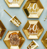 Feestbekers 40th Birthday Goud - 6 Stuks