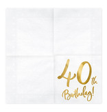 Servetten 40th Birthday Goud - 20 Stuks