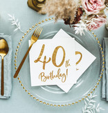 Servetten 40th Birthday Goud - 20 Stuks