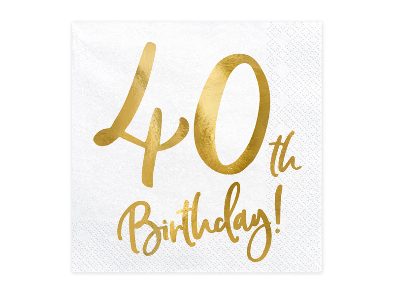 Servetten 40th Birthday Goud - 20 Stuks afbeelding