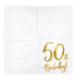 Servetten 50th Birthday Goud - 20 Stuks