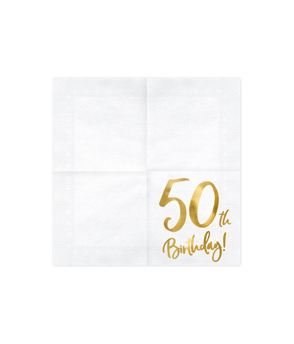 Servetten 50th Birthday Goud - 20 Stuks