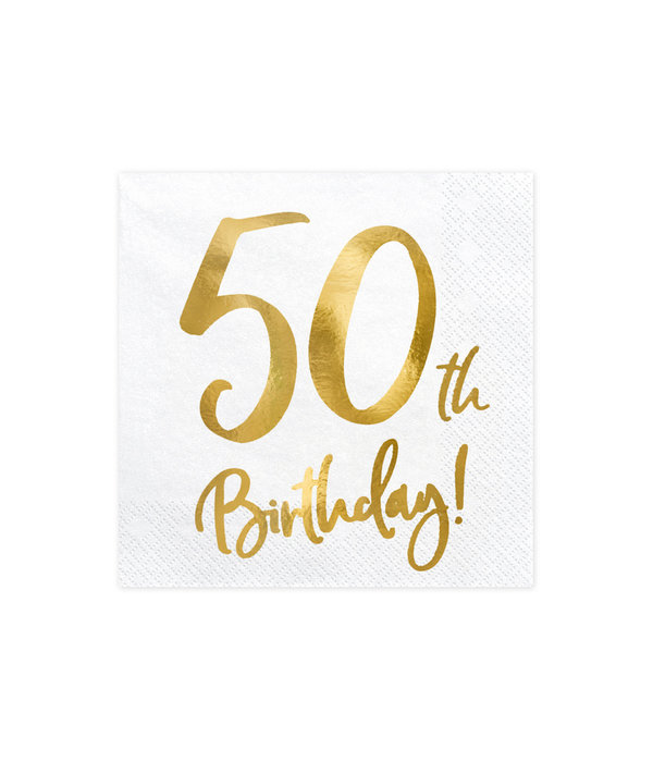 Servetten 50th Birthday Goud - 20 Stuks