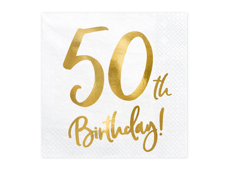 Servetten 50th Birthday Goud - 20 Stuks afbeelding