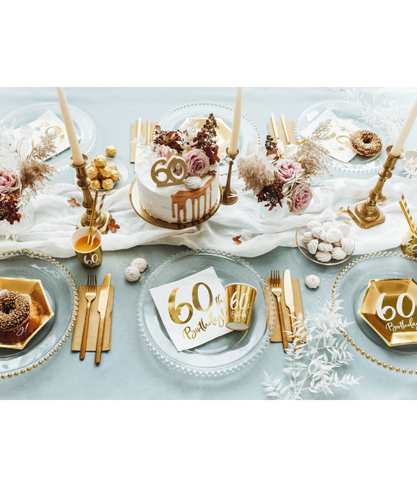 Feestbekers 60th Birthday Goud - 6 Stuks