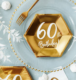 Bordjes 60th Birthday Goud - 6 stuks