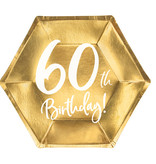 Bordjes 60th Birthday Goud - 6 stuks