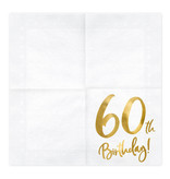 Servetten 60th Birthday Goud - 20 Stuks