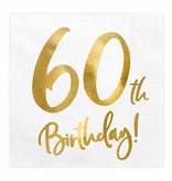 Servetten 60th Birthday Goud - 20 Stuks