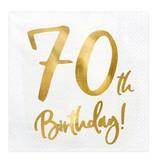 Servetten 70th Birthday Goud - 20 Stuks