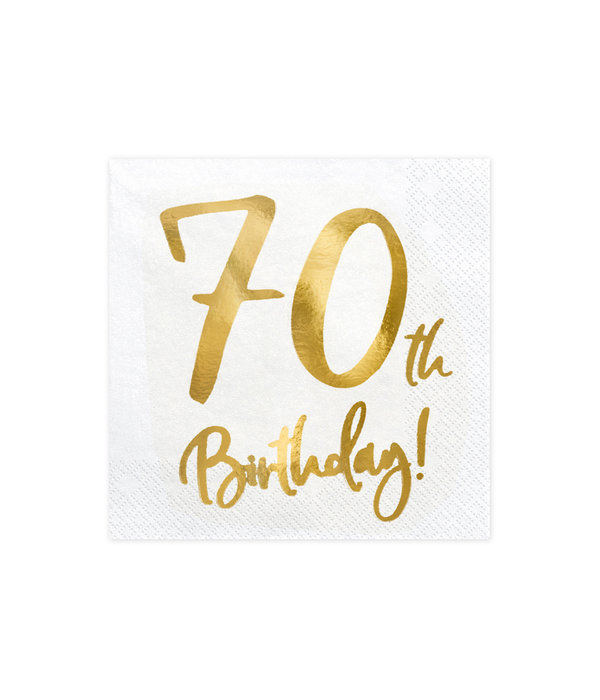 Servetten 70th Birthday Goud - 20 Stuks