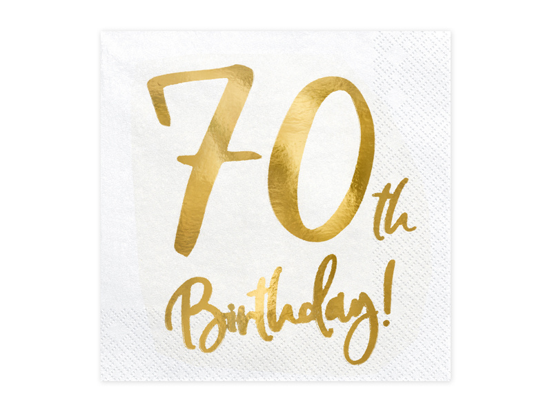 Servetten 70th Birthday Goud - 20 Stuks afbeelding