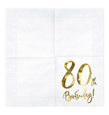 Servetten 80th Birthday Goud - 20 Stuks