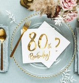 Servetten 80th Birthday Goud - 20 Stuks
