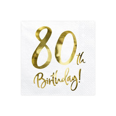 Servetten 80th Birthday Goud - 20 Stuks