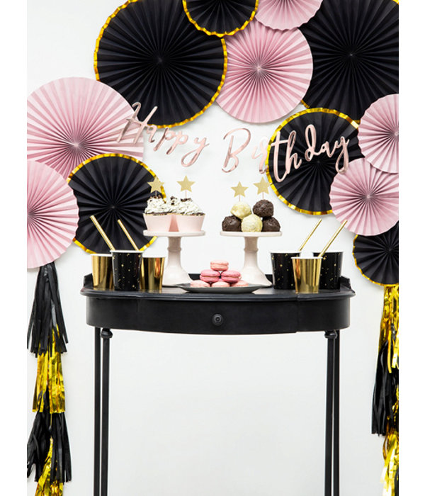 Decoratieve Rozetten Zwart Met Gouden Rand (3st)