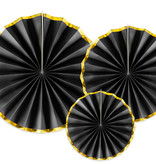 Decoratieve Rozetten Zwart Met Gouden Rand (3st)