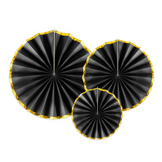 Decoratieve Rozetten Zwart Met Gouden Rand (3st)