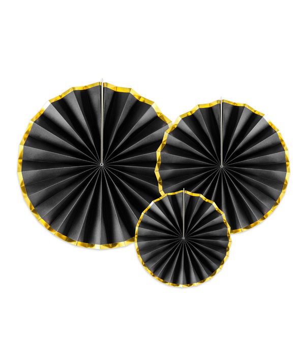 Decoratieve Rozetten Zwart Met Gouden Rand (3st)