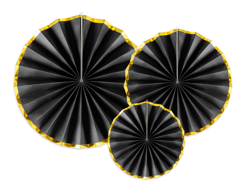 Decoratieve Rozetten Zwart Met Gouden Rand (3st) afbeelding