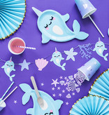 Decoratieve Rozetten Lichtblauw Met Gouden Rand (3st)