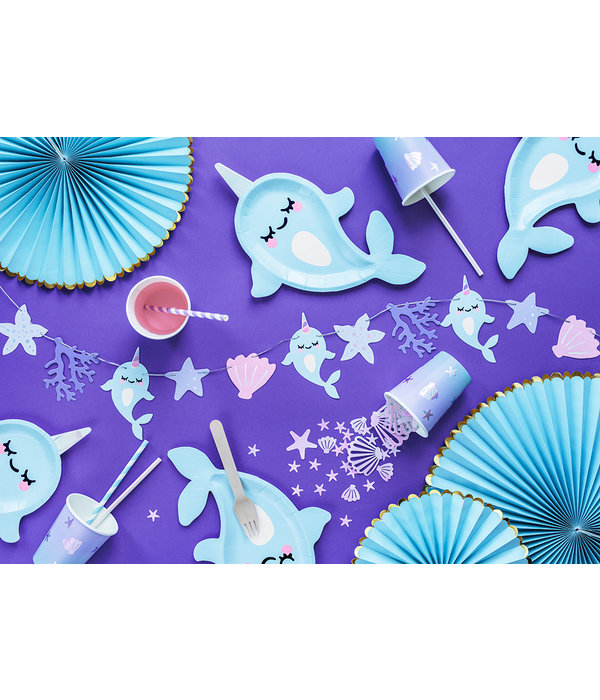 Decoratieve Rozetten Lichtblauw Met Gouden Rand (3st)