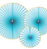 Decoratieve Rozetten Lichtblauw Met Gouden Rand (3st)