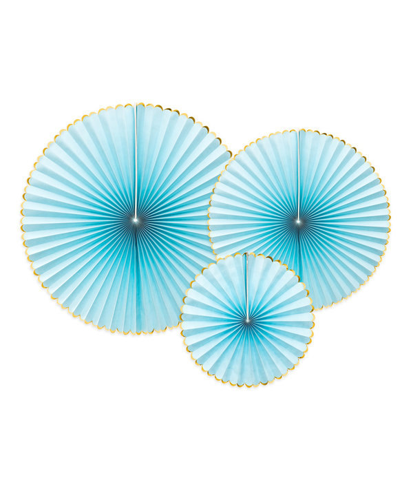 Decoratieve Rozetten Lichtblauw Met Gouden Rand (3st)