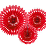 Papieren Waaiers Set Rood 3-delig