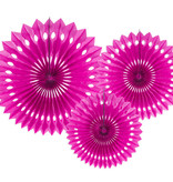 Papieren Waaiers Set Donkerroze 3-delig