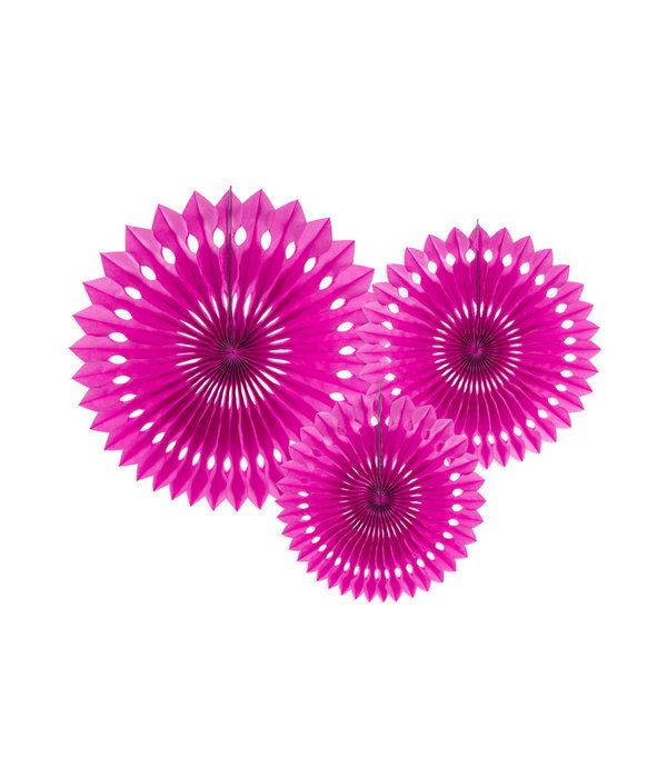 Papieren Waaiers Set Donkerroze 3-delig